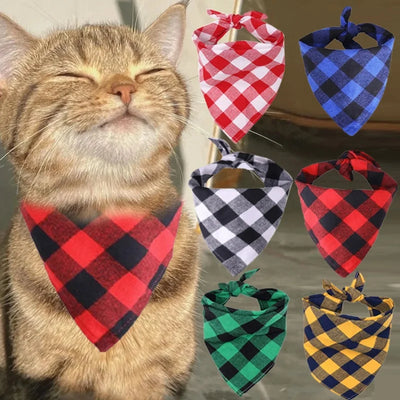 Bandana Chien Triangulaire Carreaux Nœud Papillon