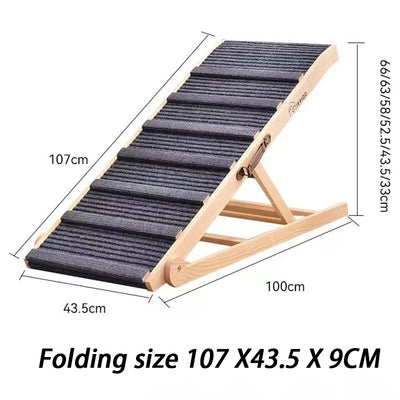 Rampe pour Chien Bois Massif Pliable 6 Hauteurs Portable