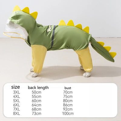 Manteau Imperméable Dinosaure Grand Chien Intégral Capuche Réfléchissant
