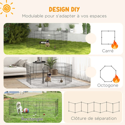 Parc Enclos Modulable Chien PawHut 8 Panneaux 61 cm