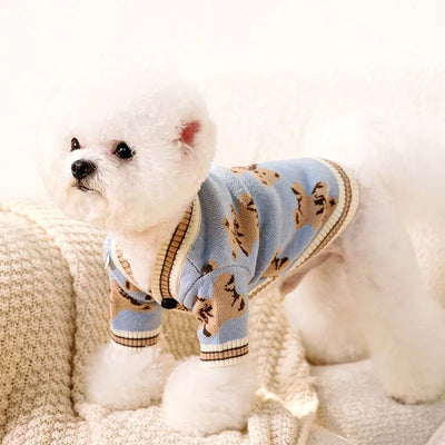 Pull Tricot Rayé pour Chien Col Montant
