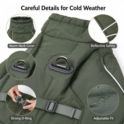 Manteau d'Hiver Col Polaire Réfléchissant Chien