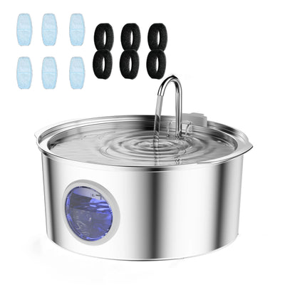 Fontaine à Eau Chien Inox 7 L Fenêtre Niveau d'Eau