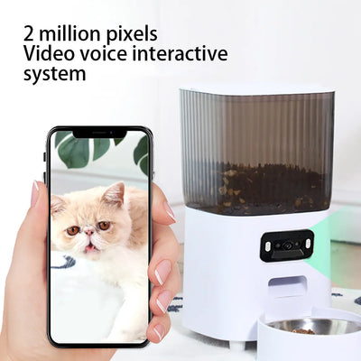 Distributeur de Croquettes 5 L Message Vocal Vidéo Double Bol