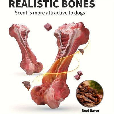 Jouet Indestructible Os Réaliste à Mâcher Goût Bœuf 15 cm