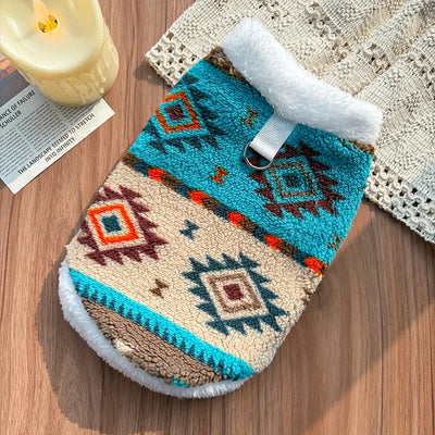 Gilet Polaire Motif Aztèque Chien Petit Gabarit