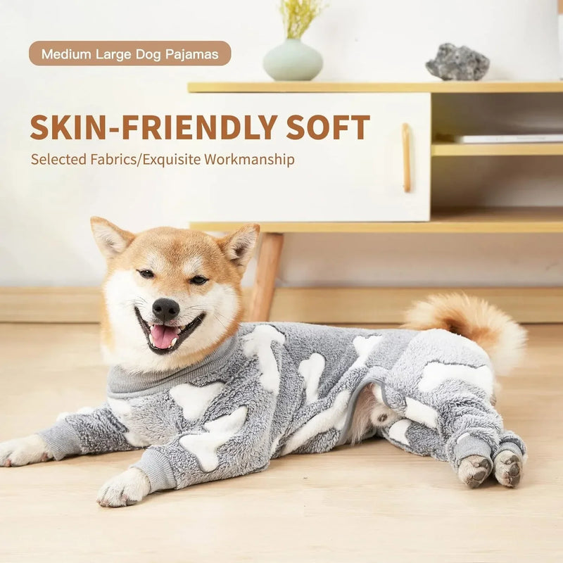 Pyjama Chien Grande Taille Polaire Chaud 4 Pattes