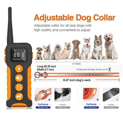 Collier Dressage 433m Étanche Gros Chien 9 Sons