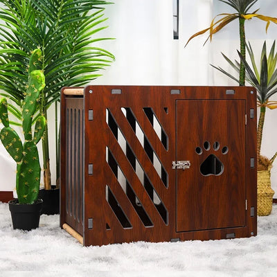 Niche d'Intérieur en Bois pour Chien Meuble à Porte Lattée