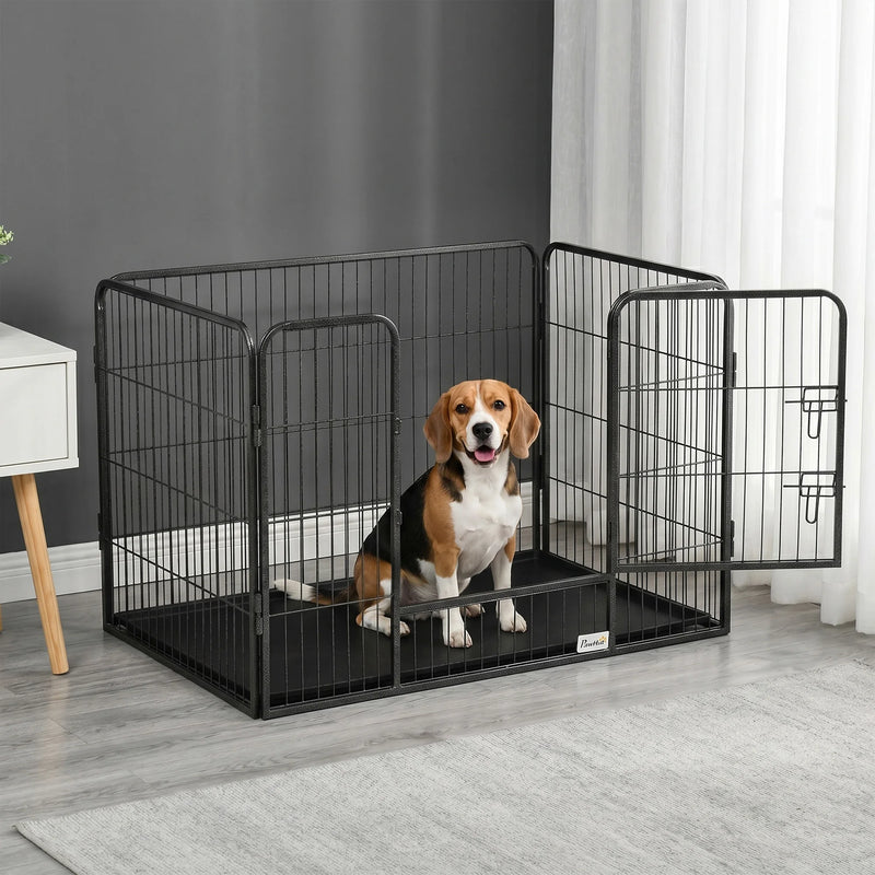 Enclos Parc pour Chien PawHut 4 Panneaux Grillagés 109 cm