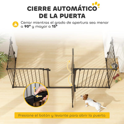 Barrière pour Chien 5 Panneaux 300 cm Verrouillage Automatique