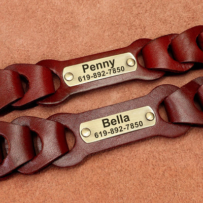 Collier Cuir Personnalisé Gravé Pitbull
