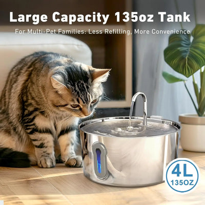 Fontaine à Eau Inox 4 L Bec Robinet pour Chien