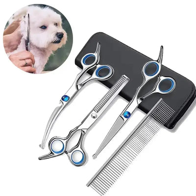 Ciseaux de Toilettage Chien Bouts Ronds Kit 4 Pièces