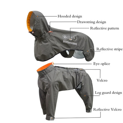 Manteau Imperméable Combinaison Intégrale Grand Chien Réfléchissant