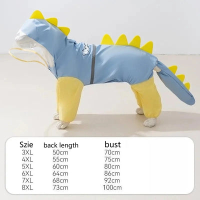 Manteau Imperméable Dinosaure Grand Chien Intégral Capuche Réfléchissant