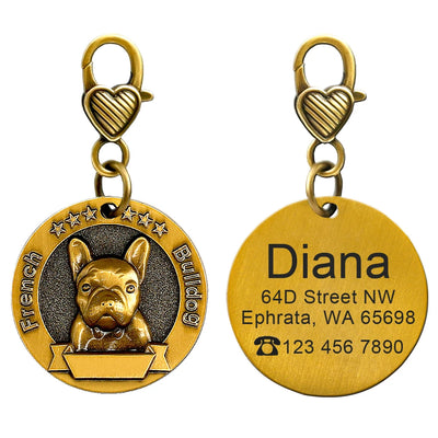 Médaille Cuivrée Gravée Silhouette de Race pour Chien