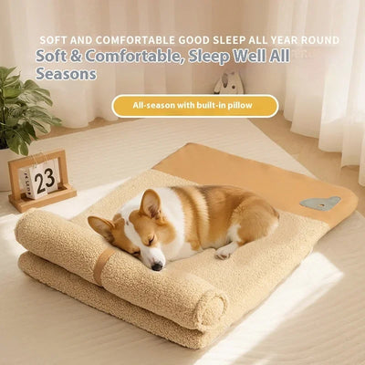 Lit pour Petit Chien avec Traversin Sherpa Lavable 75x55 cm
