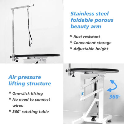 Table de Toilettage Ronde Pneumatique Rotative Inox pour Chien