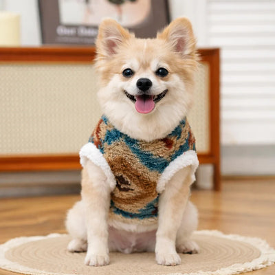 Gilet Polaire Motif Aztèque Chien Petit Gabarit