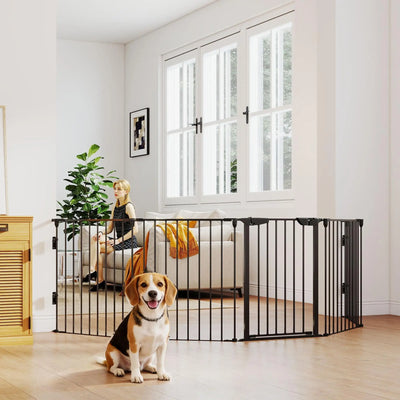 Barrière pour Chien 5 Panneaux 300 cm Verrouillage Automatique