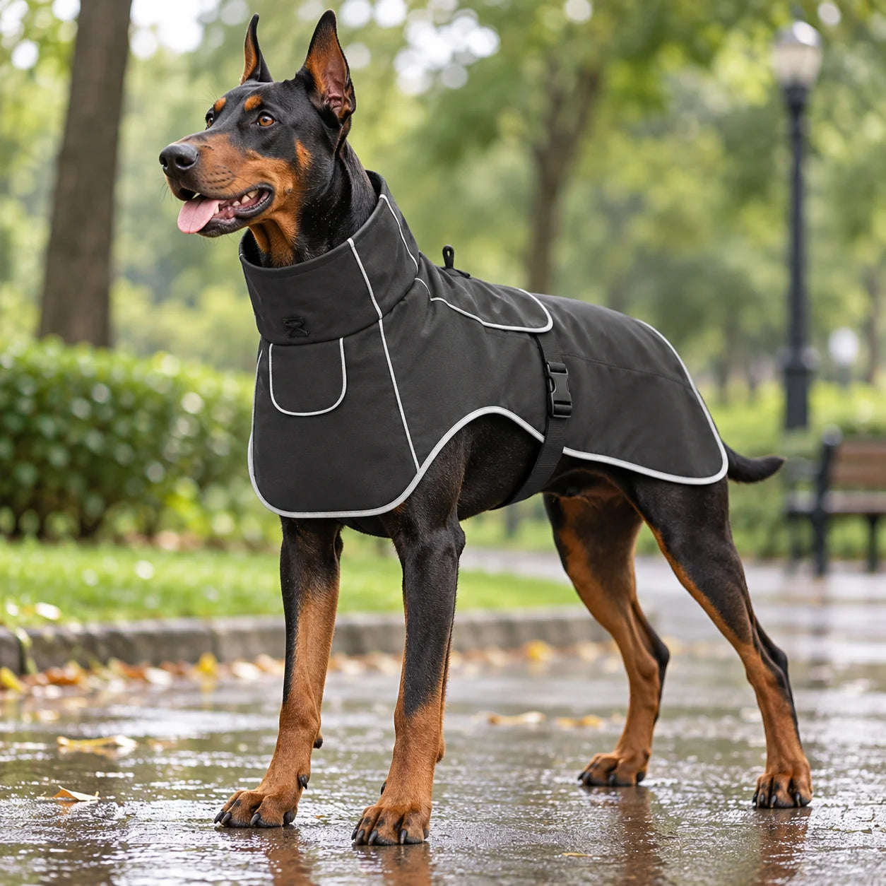 Manteau Imperméable Polaire Noir Chien Taille XL