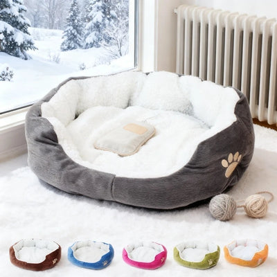 Panier pour Chien Sherpa Ovale Douillet Patte Brodée Intérieur