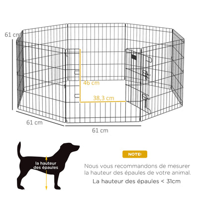 Parc Enclos Modulable Chien PawHut 8 Panneaux 61 cm