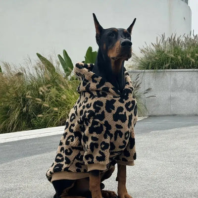 Manteau Sherpa Léopard Chaud pour Grand Chien Doberman
