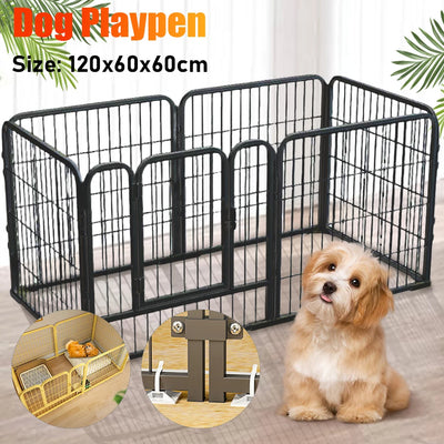 Parc pour Chien Métal 6 Panneaux Pliable 120x60x60 cm