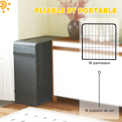Parc pour Chien PawHut 16 Panneaux Modulable 60 cm