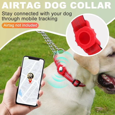 Collier Anti-Traction Réfléchissant Support AirTag pour Chien