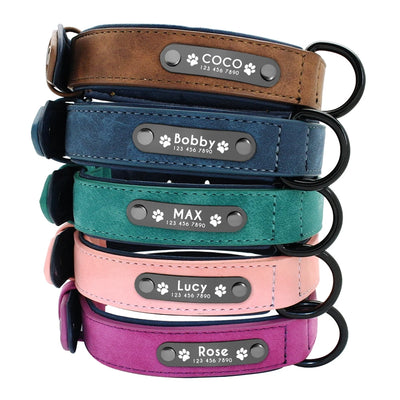 Collier Cuir Personnalisé Plaque Gravée Grand Chien