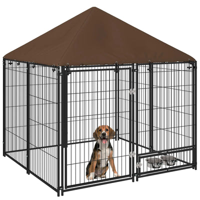 Chenil Extérieur avec Toit Étanche 141x141x151 cm pour Chien