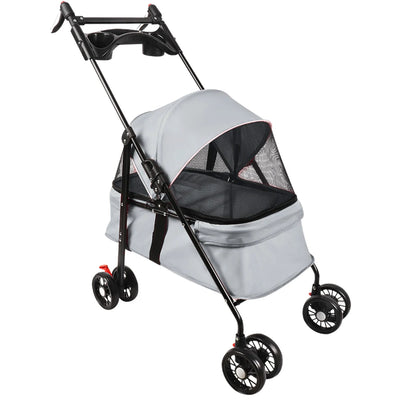 Poussette 2-en-1 Nacelle Amovible pour Chien 10 kg