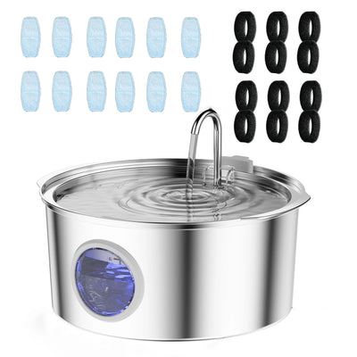 Fontaine à Eau Chien Inox 7 L Fenêtre Niveau d'Eau