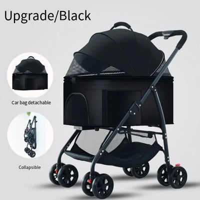 Poussette pour Chien 3 en 1 Pliable Jusqu'à 15 kg