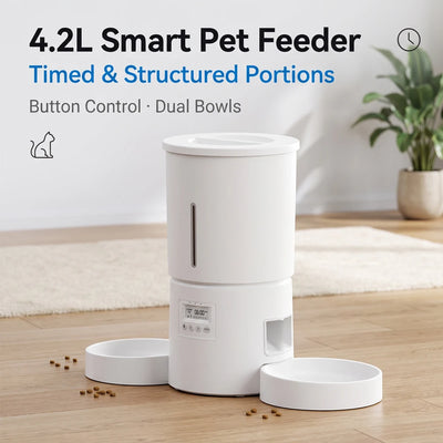 Distributeur de Croquettes Chien Programmable 4,2 L Double Bol