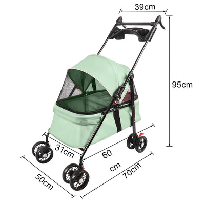 Poussette 2-en-1 Nacelle Amovible pour Chien 10 kg
