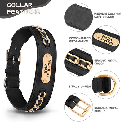 Collier Cuir Personnalisé à Plaque d'Identification Chien