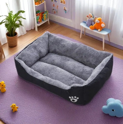 Panier Rectangulaire Noir Doux Antidérapant pour Chien