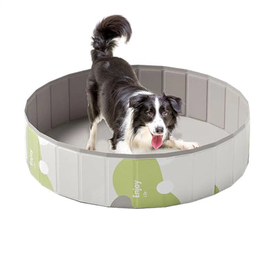 Piscine pour Chien Ronde Pliable 120 cm Gris et Vert