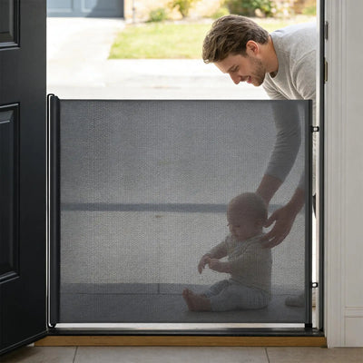 Barrière Chien Intérieur Rétractable Sans Outil Noire ou Blanche