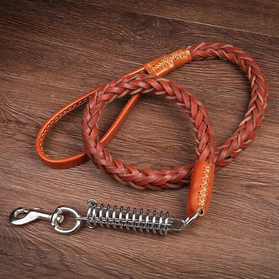 Collier Laisse Cuir Tressé Gros Chien
