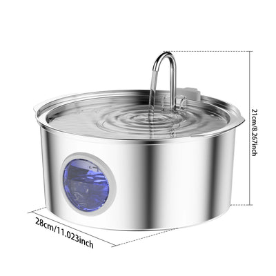 Fontaine à Eau Chien Inox 7 L Fenêtre Niveau d'Eau