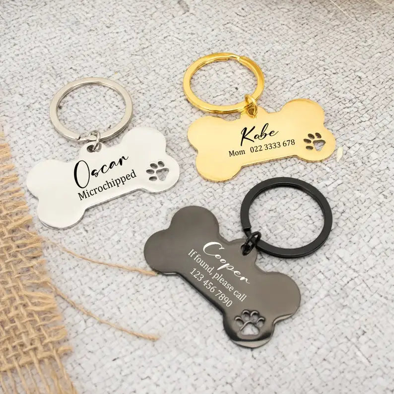 Médaille Gravée en Os Inox pour Chien