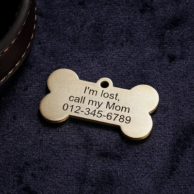 Médaille Laiton Gravée en Os pour Chien