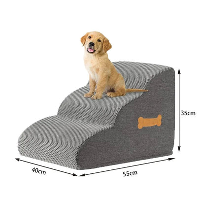 Escalier pour Chien Mousse Grise Petit Chien 2 à 4 Marches