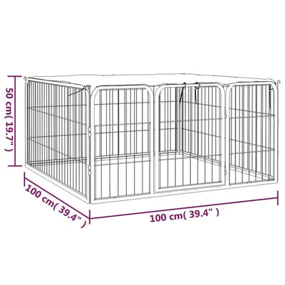 Enclos Chien Barreaux Acier Thermolaqué Noir pour Jardin