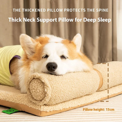 Lit pour Petit Chien avec Traversin Sherpa Lavable 75x55 cm